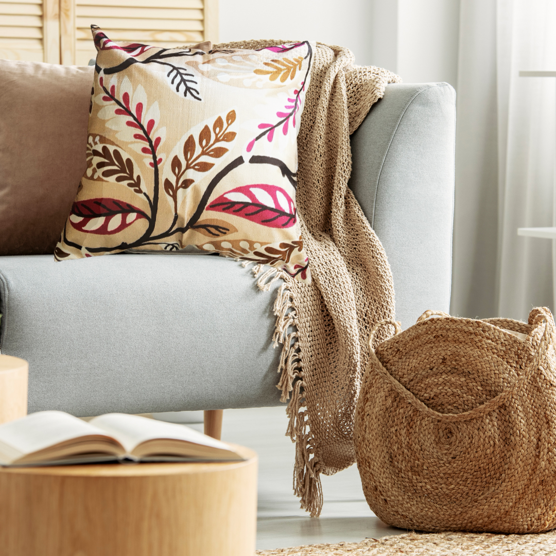 Funda Cojin 45 x 45 estampado con hojas