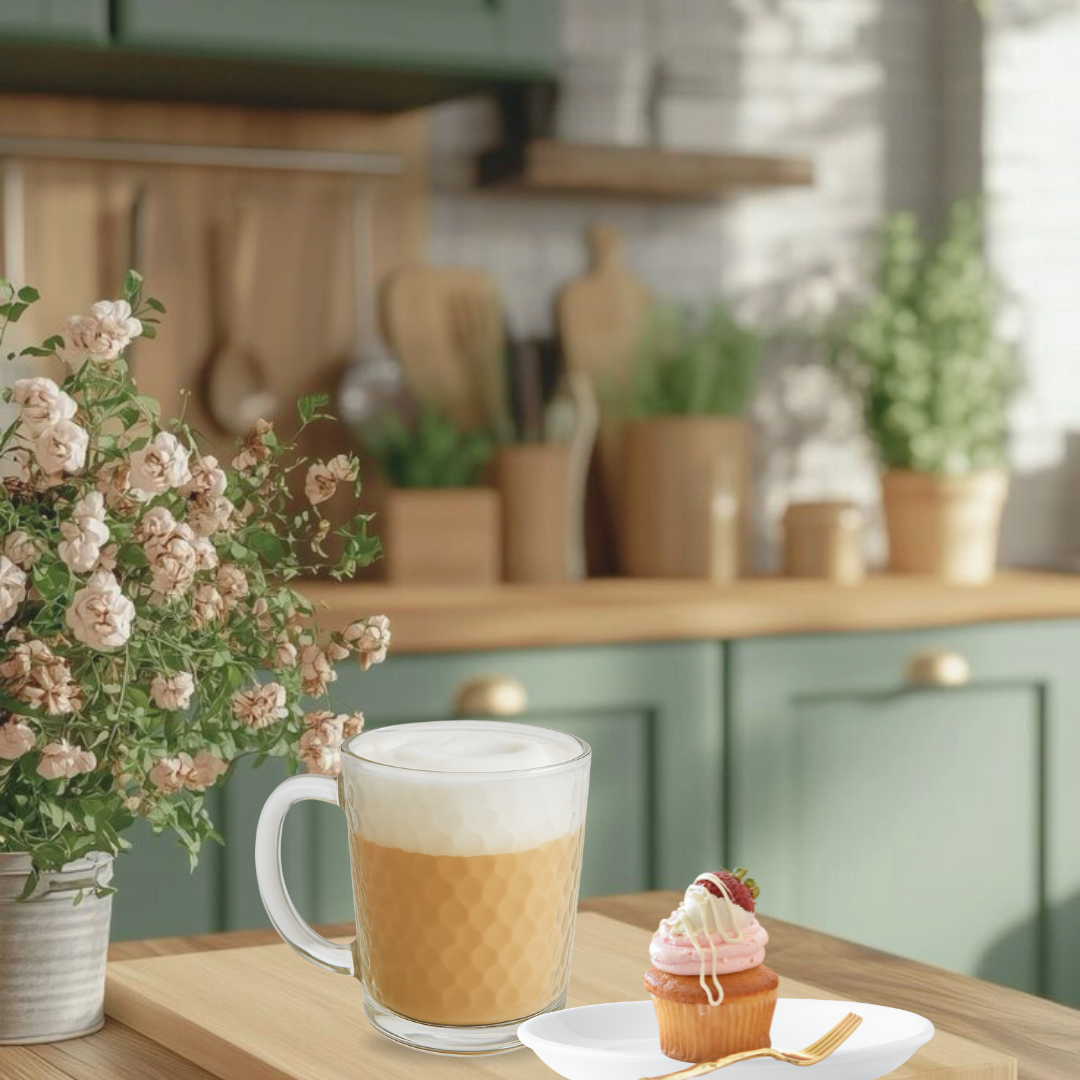 Set 6 Tazas/mug Latte Vidrio Tallado 290 Ml Deli Glass