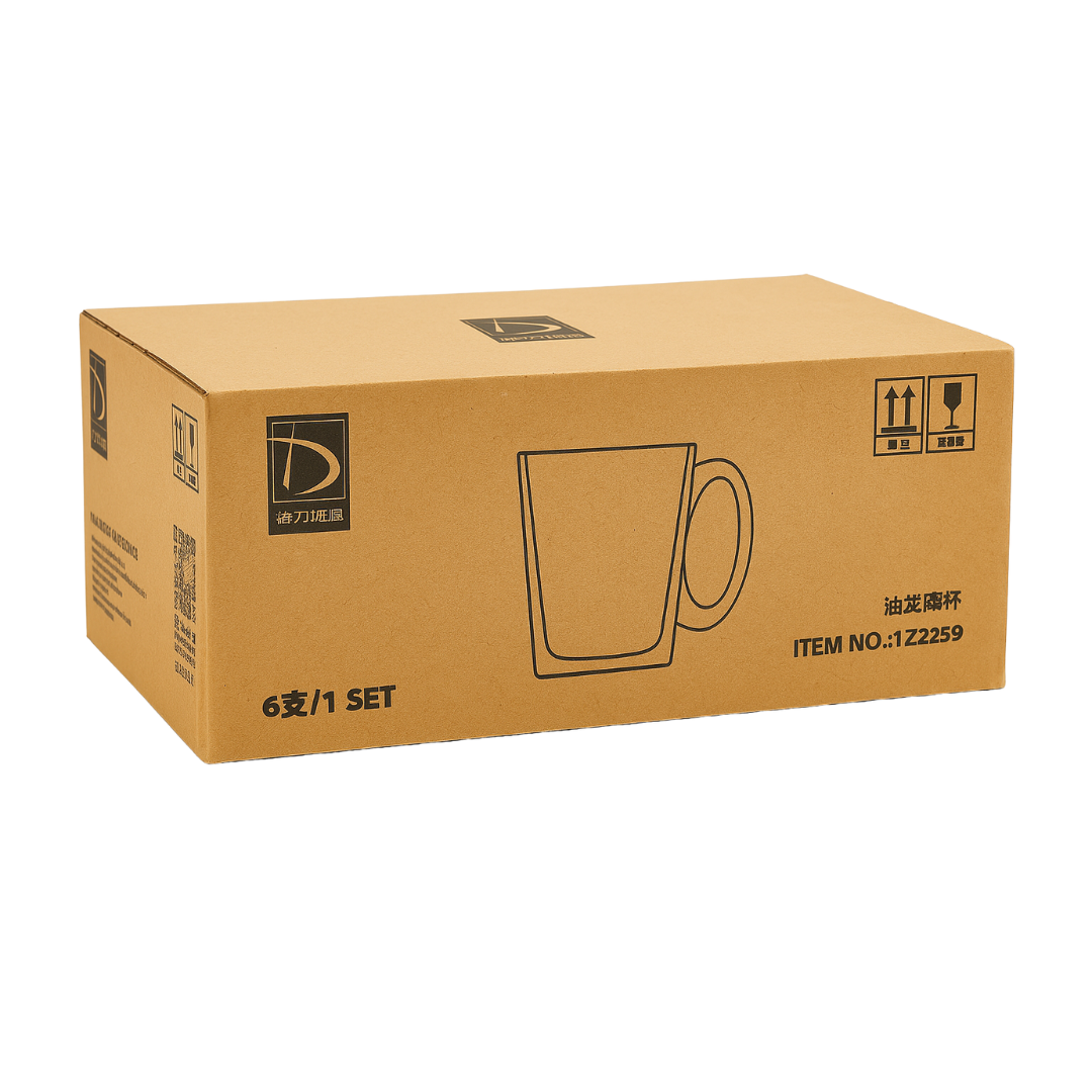 Set 6 Tazas/mug Latte Vidrio Tallado 290 Ml Deli Glass