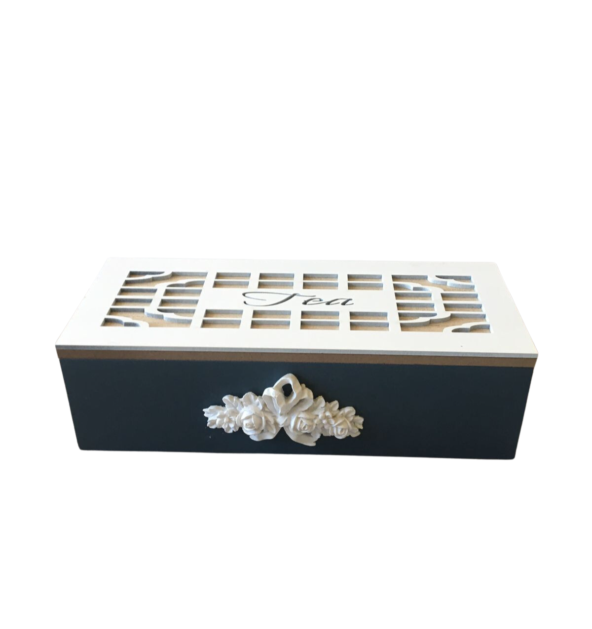 Caja porta Te En Madera con Aplicación.