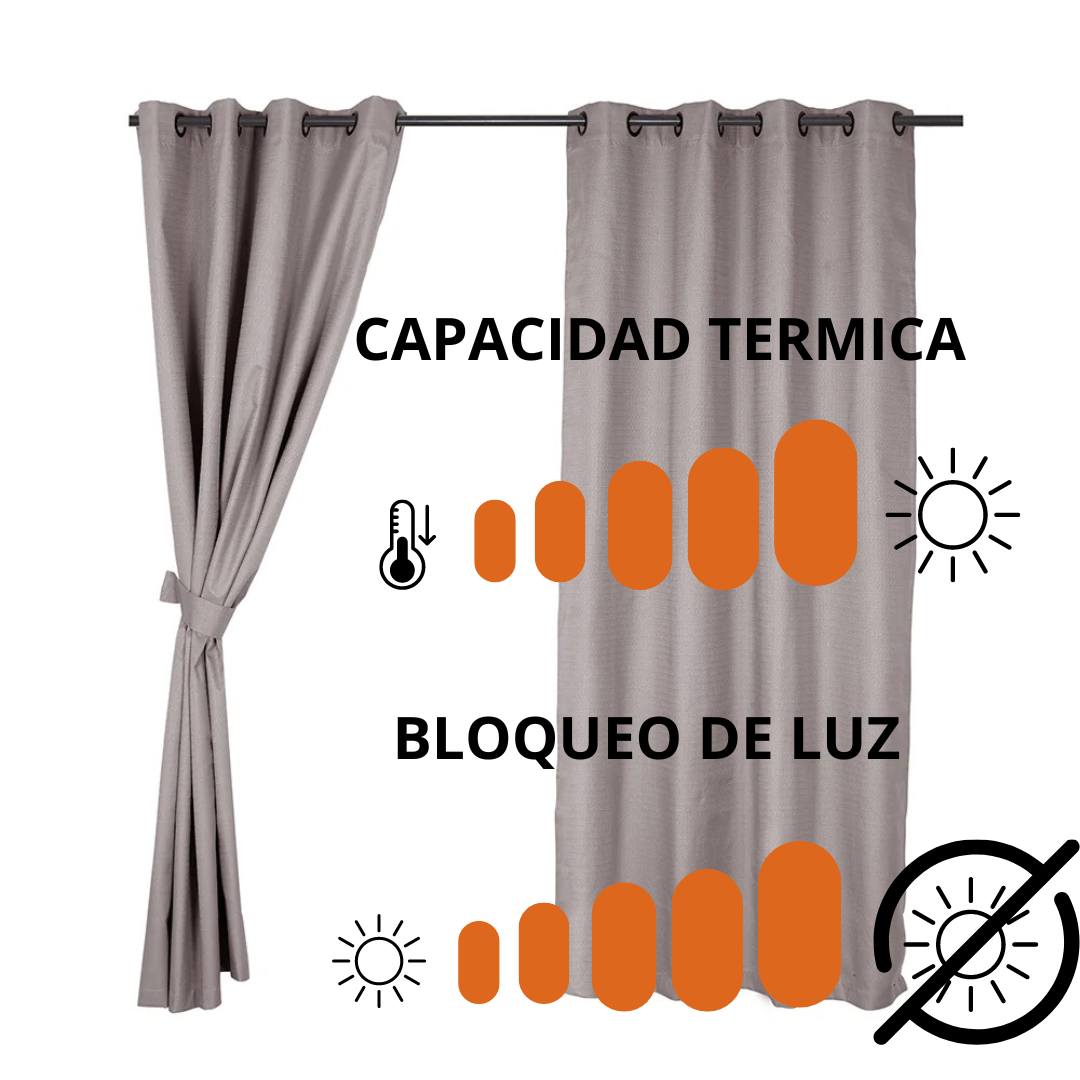 Cortina Blackout Térmica Color Taupe 2 Paños 140 X 220 Cm.