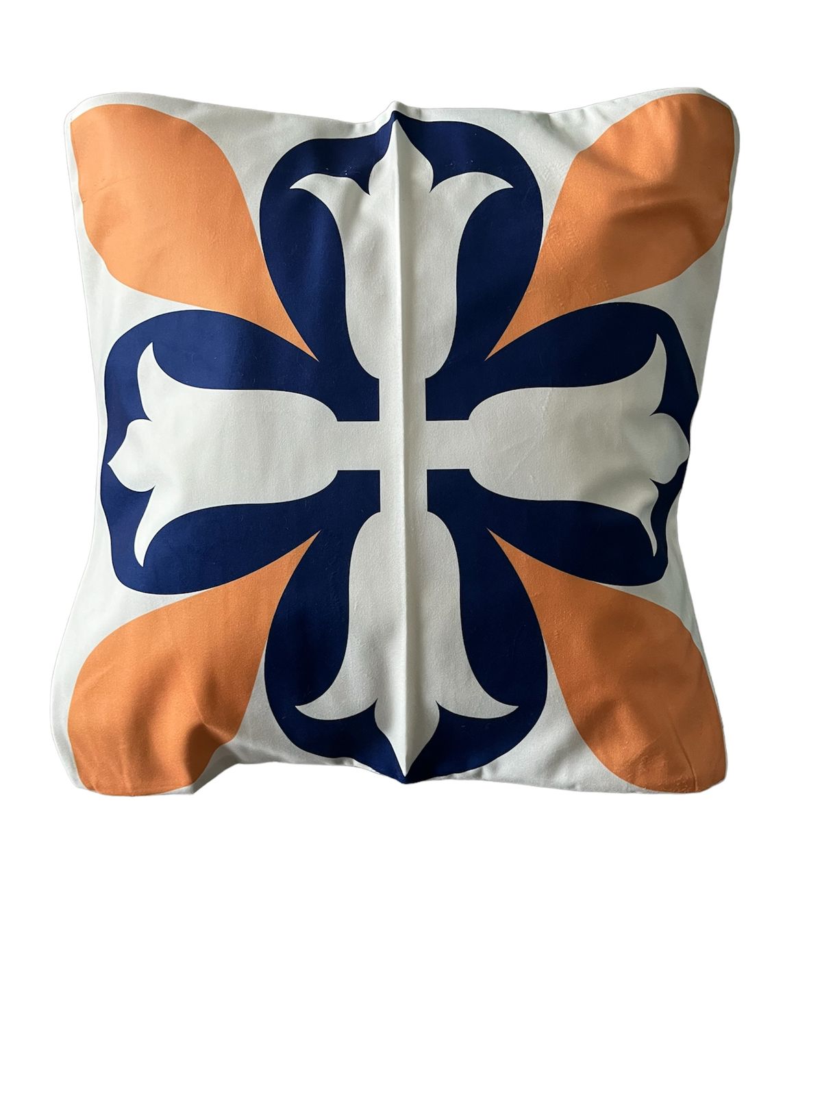 Funda Cojin 45 x 45 diseño Mayólica - Azul con Naranja