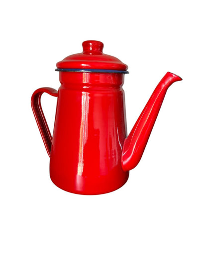 Tetera Vintage Enlozada Roja 1.2 Lt  Apta Para Fuego Directo