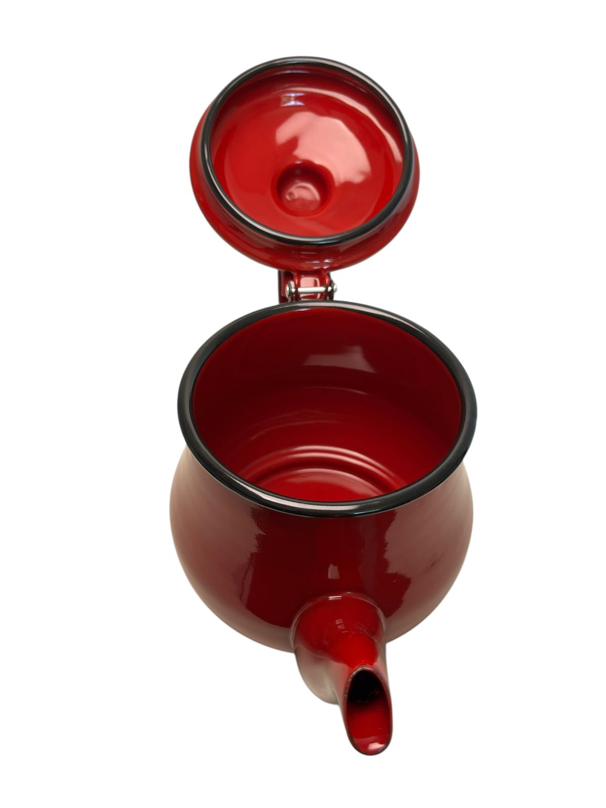 Tetera Para Té Café  1l Enlozado Rojo Guinda Vintage