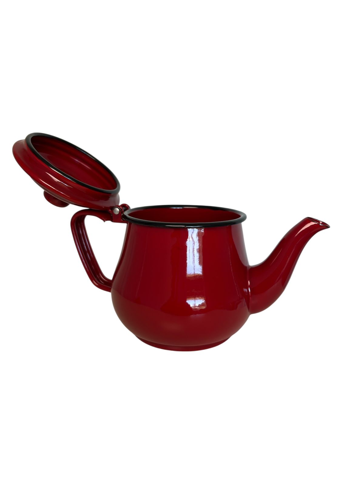 Tetera Para Té Café  1l Enlozado Rojo Guinda Vintage