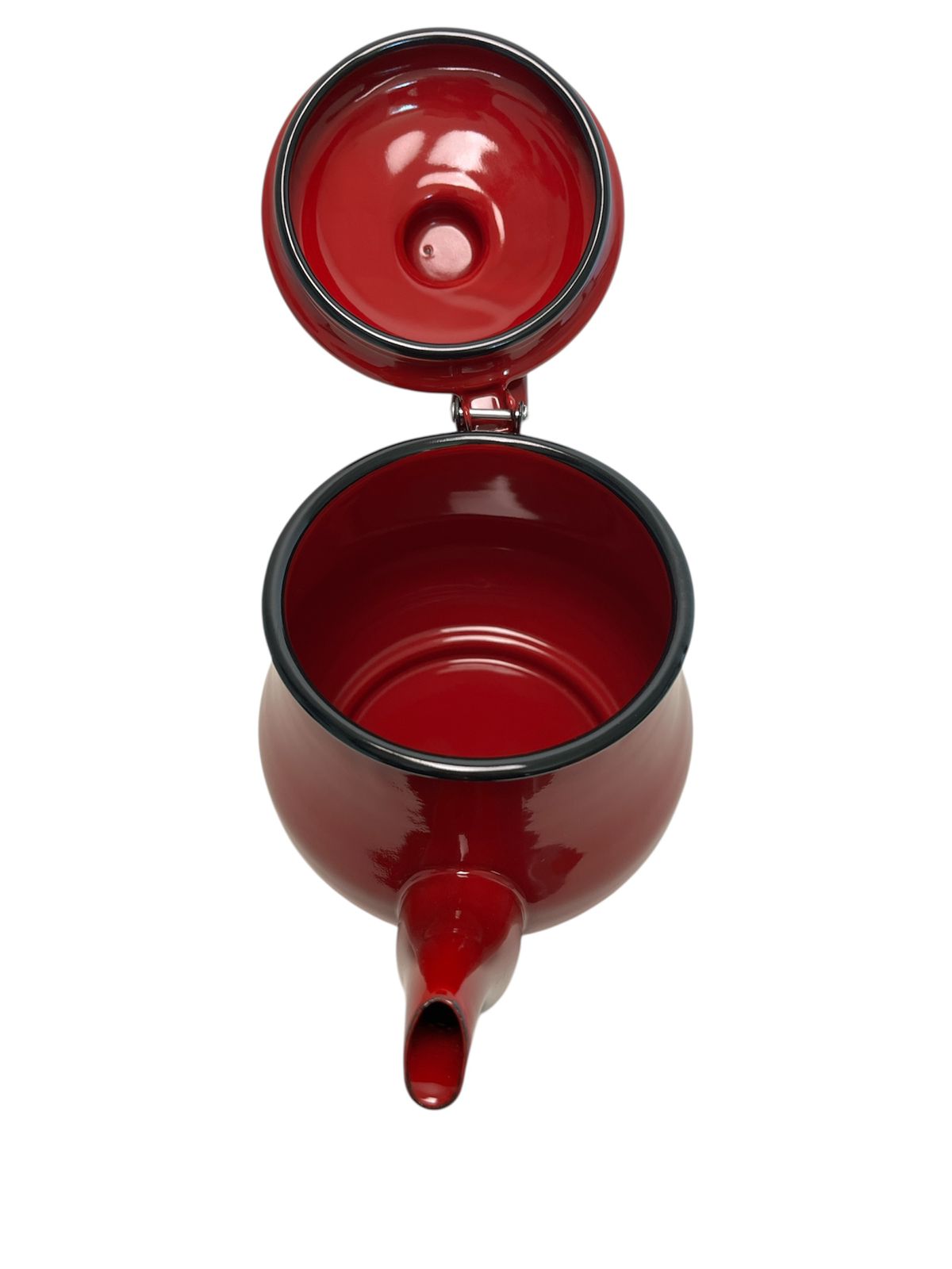 Tetera Para Té Café  1l Enlozado Rojo Guinda Vintage