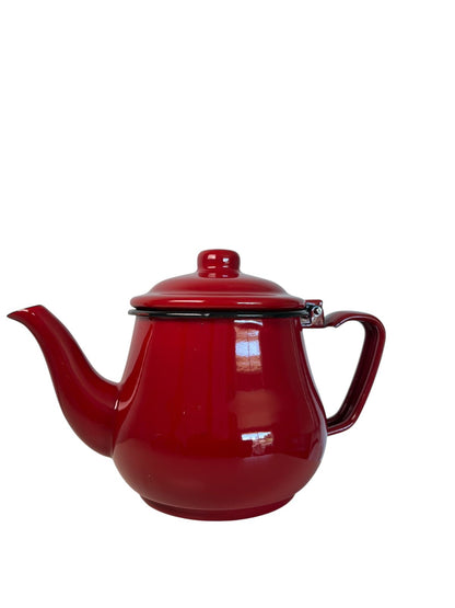 Tetera Para Té Café  1l Enlozado Rojo Guinda Vintage