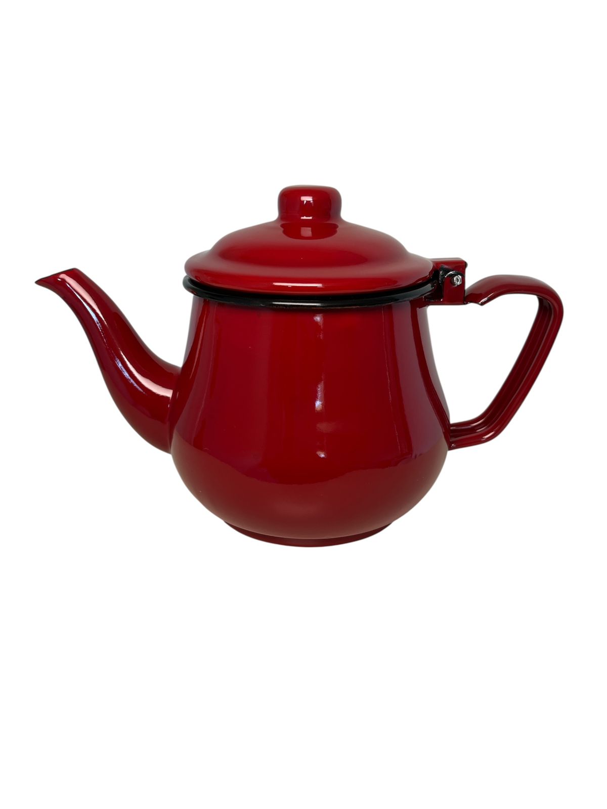 Tetera Para Té Café  1l Enlozado Rojo Guinda Vintage