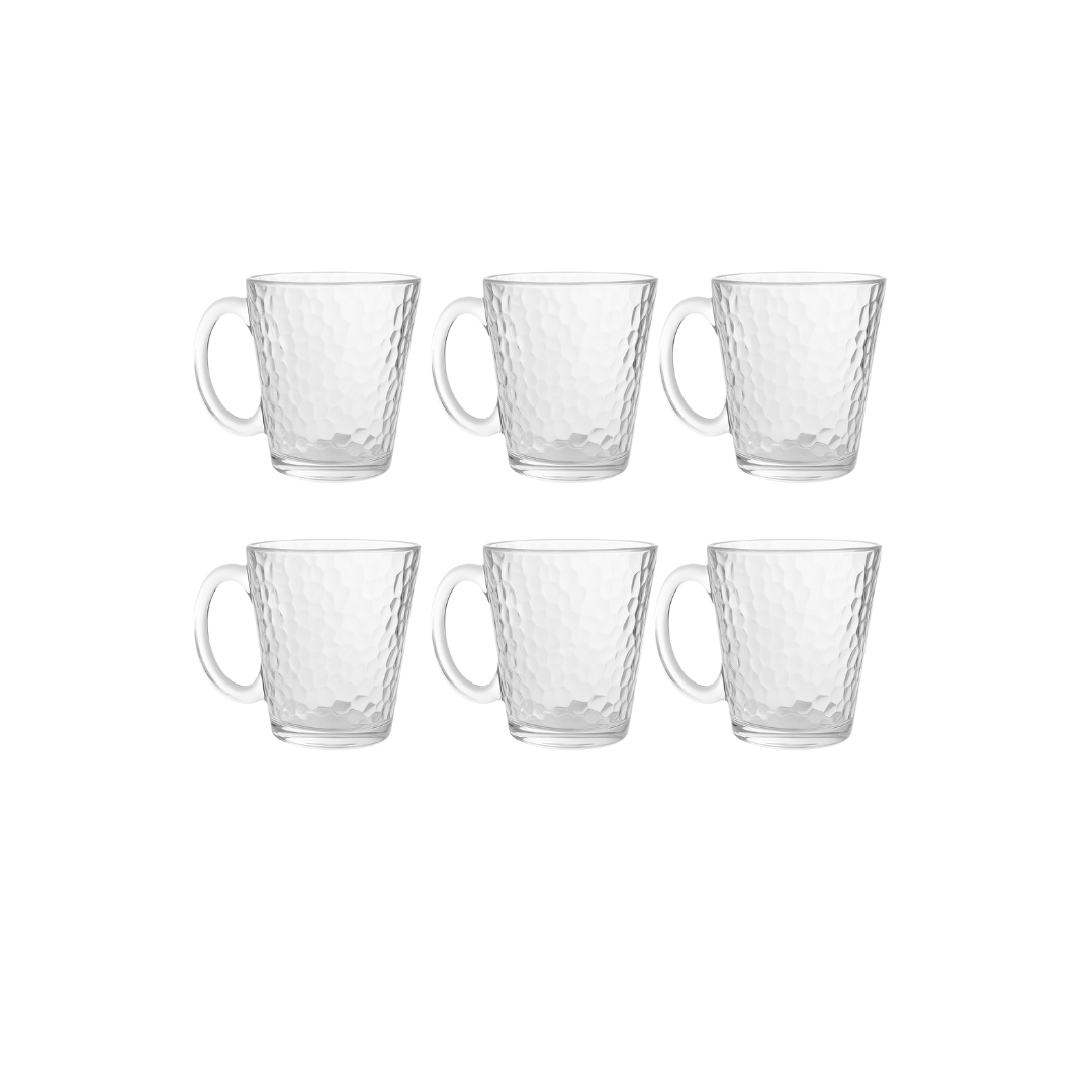 Set 6 Tazas/mug Latte Vidrio Tallado 290 Ml Deli Glass