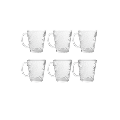 Set 6 Tazas/mug Latte Vidrio Tallado 290 Ml Deli Glass
