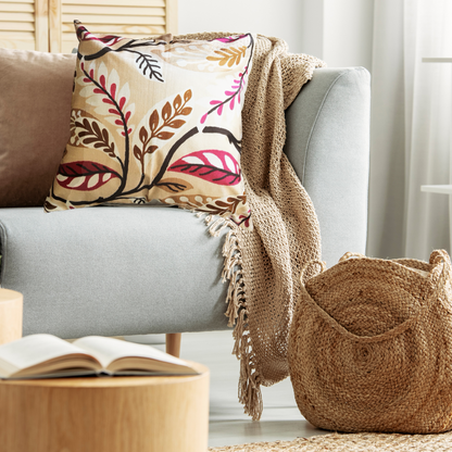 Funda Cojin 45 x 45 estampado con hojas