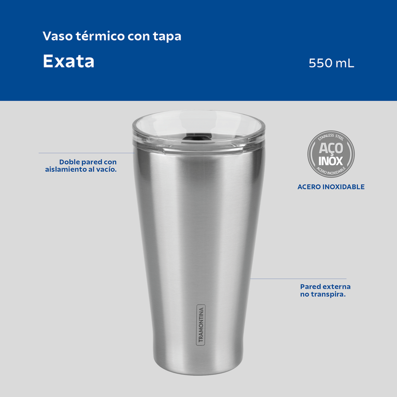 Vaso Térmico Tramontina Exata 550 Ml Con Tapa