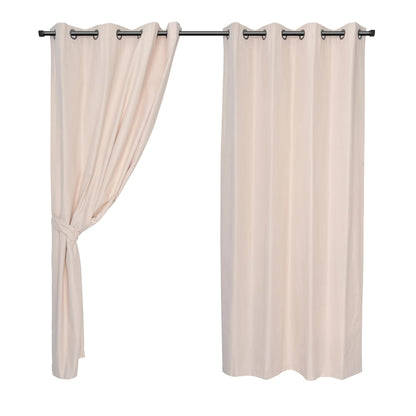 Cortina Sun Out Argollas, Color Crudo 2 Paños 140 X 220 Cm.