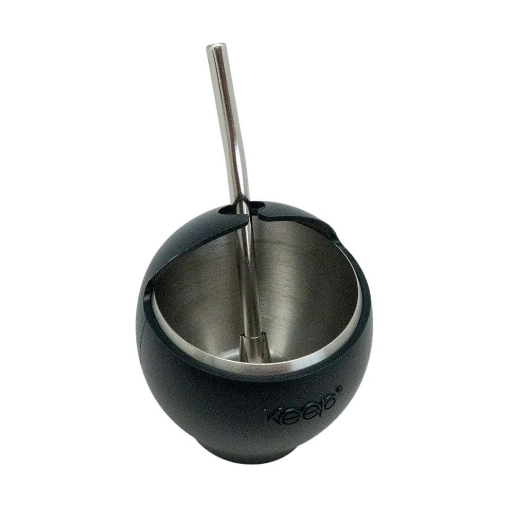 Set Termo Mate Luke Negro + Bombilla + Mate Acero Inoxidable