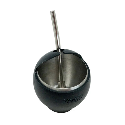 Set Termo Mate Luke Negro + Bombilla + Mate Acero Inoxidable