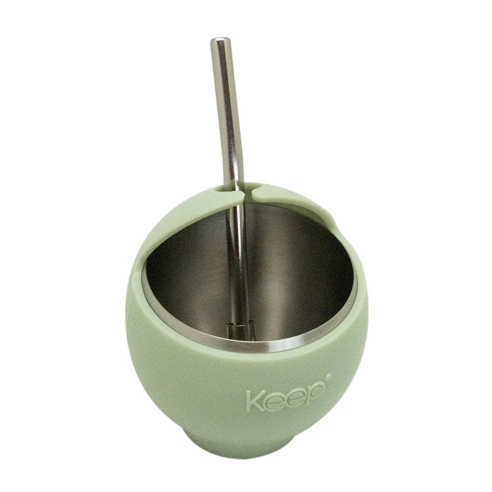 Set Termo Mate Luke Verde + Mate Verde Acero Inoxidable + Bombilla