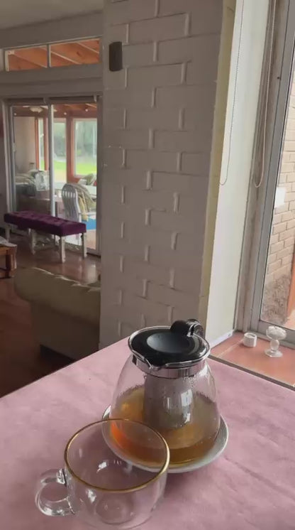 Juego 4 Tazas Vidrio 220ml Borde Dorado Café Té Elegantes