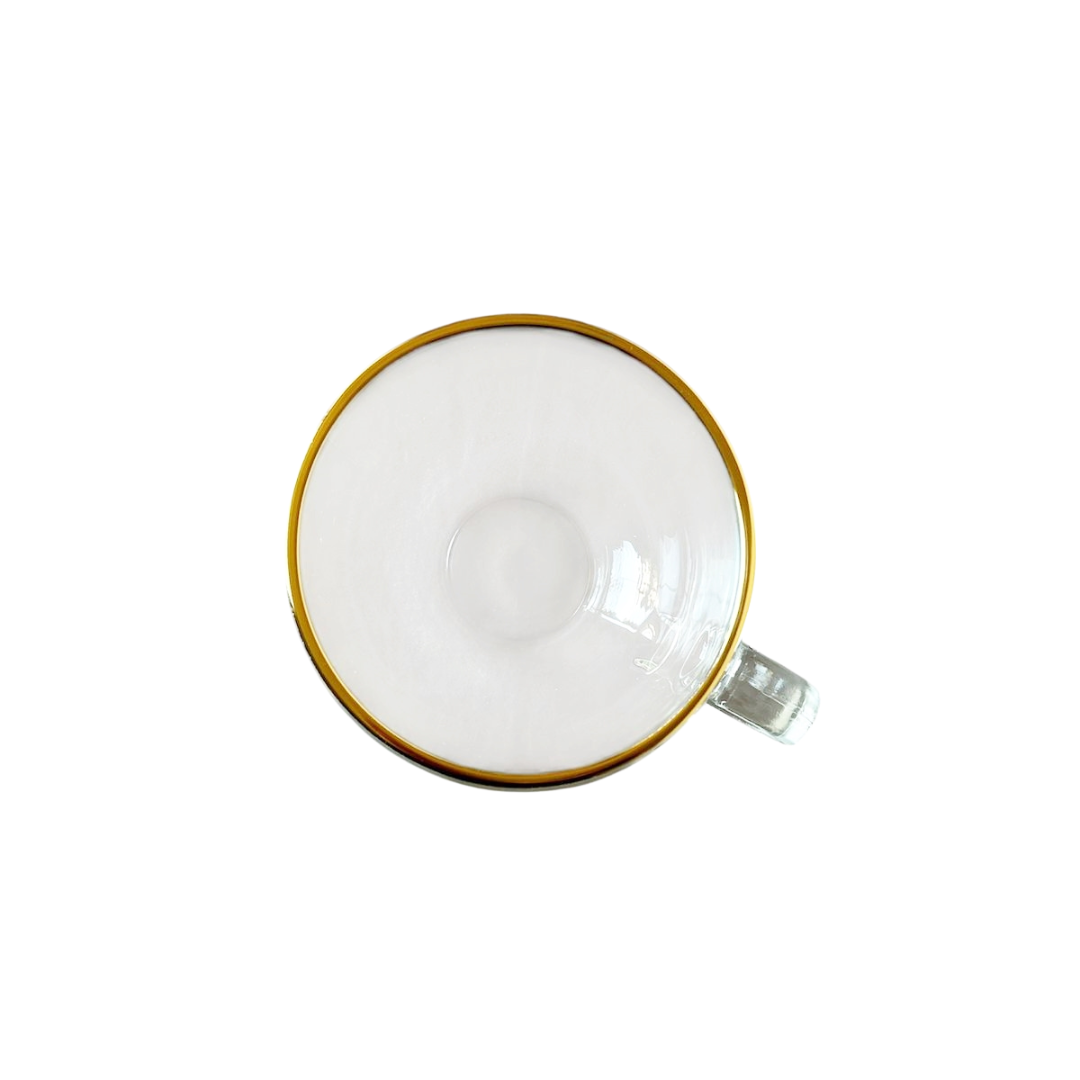 Juego 4 Tazas Vidrio 220ml Borde Dorado Café Té Elegantes