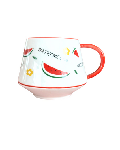 Juego De 6 Tazas Loza Y 6 Platos De Postre Diseño Frutas