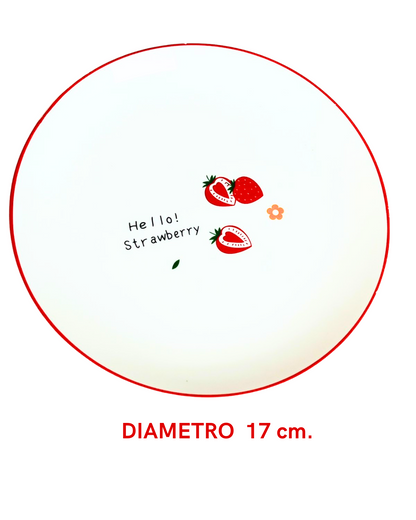 Juego De 6 Tazas Loza Y 6 Platos De Postre Diseño Frutas