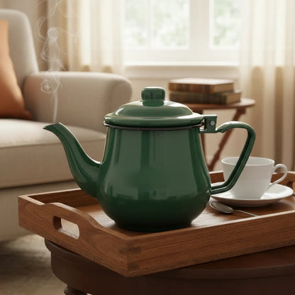 Tetera Para Té Café - 1l Enlozado Verde Vintage